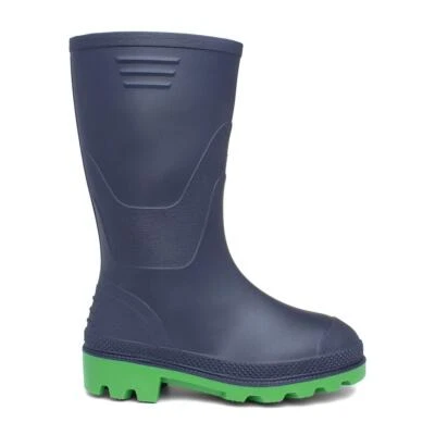 Boys Wellies Blue Kids Girls Navy Wellington Welly Slip On Cleated Chunky SIZE - Image 1 of 4