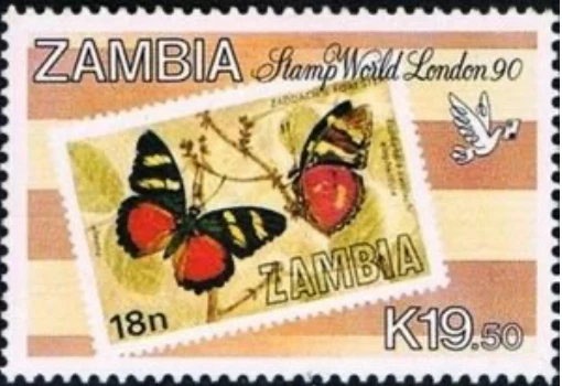 Zambia #SG609 MNH 1990 UPU Penny Negro Londres Mariposa [487] Foto 1 de 1