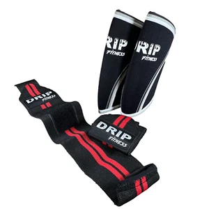 Drip Fitness Elbow Sleeves M + Wrist Wraps | 5mm Black | Compression | New - Picture 1 of 1