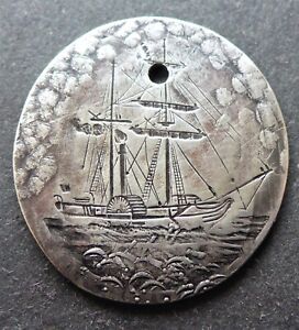 LOVE TOKEN "S.S.BEAVER PADDLE WHEELER"200+YEARS OLD sterling SHILLING CAN.SHIP$1