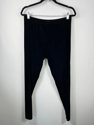 Leggings Eileen Fisher de veludo preto elástica skinny grande - Imagem 1 de 4