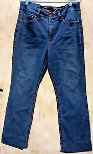 Pantalones de mezclilla Seven 7 para mujer talla 14 sin barriga tiro alto piel azul 5 bolsillos - Imagen 1 de 6