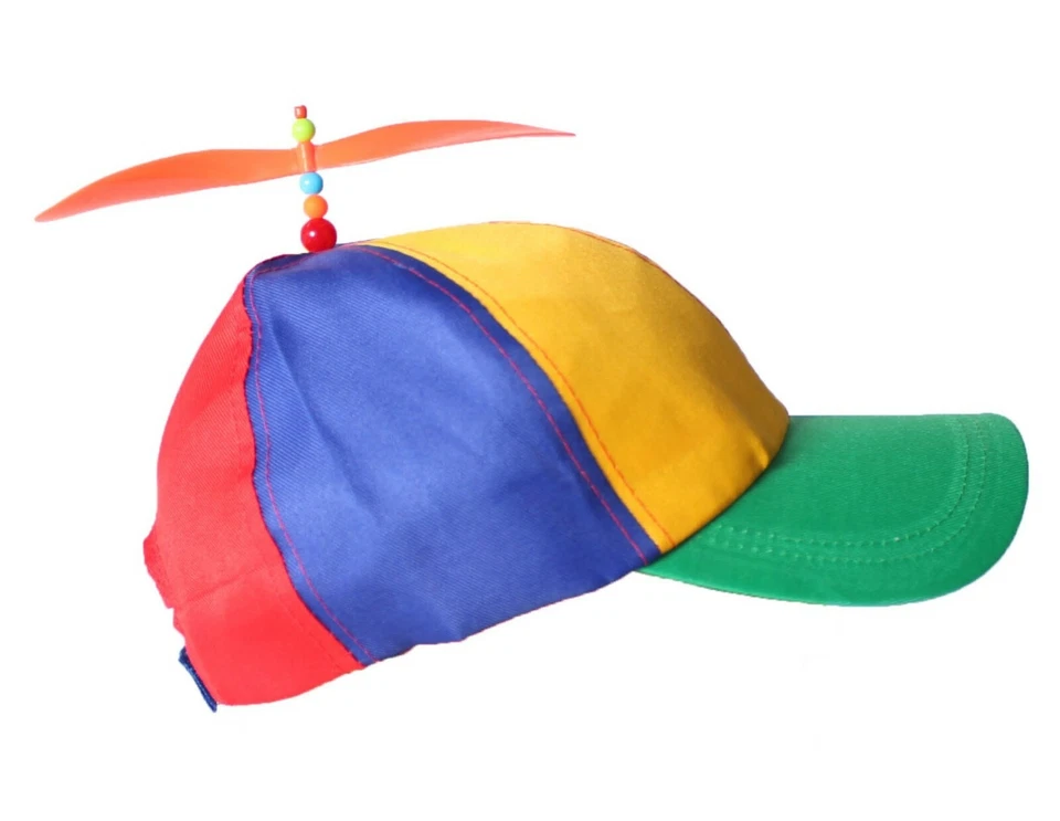 Rainbow Helicopter Cap Propeller Hat Costume Clown Jester Tweedle Dee - image 1 of 1