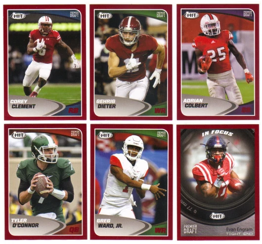 2017 Sage Hit Premier Draft Football Low Series Red Parallels - Card #'s 1-65 - Image 1 of 1