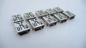 10 x Mini USB Typ B Buchse 5-Pin 180 Grad SMD für Leiterplatten Montage - Bild 1 von 1