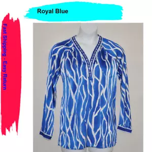 Status by Star Jones Animal Print Tunika Polyester royalblau Gr. L - Bild 1 von 2