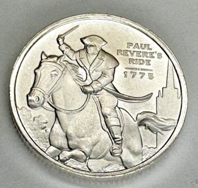 Paul Revere 1775 plata fraccional 1/2 OZ arte lingotes dinero metales redondo Foto 1 de 2