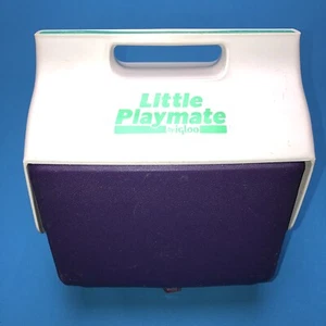 PURPLE Vintage Igloo Little Playmate Ice Chest With Bright Green Logos - RETRO - Picture 1 of 5