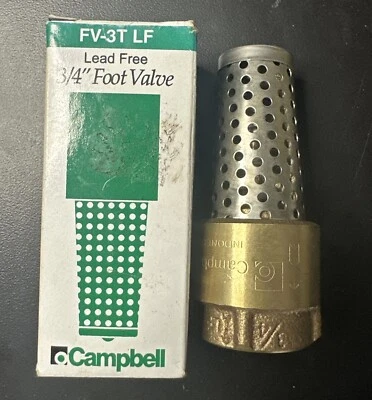 CAMPBELL 3/4" Pipe FNPT Low Lead Brass Stainless Spring Foot Valve Well Pump - Image 1 of 4