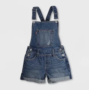 Levis® Shortalls Girls Size 10R Medium Wash Denim Overalls Shorts Vintage Waters - Picture 1 of 16