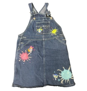 VTG 00s Cartoon Network Powerpuff Girls Bib Overalls Skirt Youth M 7/8 Denim - Picture 1 of 8