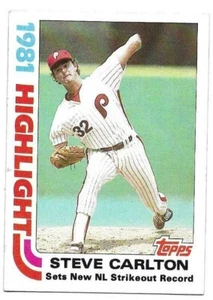 Steve Carlton 1982 Topps HL NL TODOS LOS TIEMPOS SO RECORD CASI COMO NUEVO + ESTADO - Imagen 1 de 2