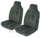 For TESLA Roadster - Front Pair of Luxury Plain Grey Faux Fur  Car Seat Covers