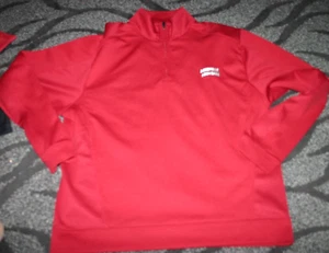 Louisville Cardinals Football team issued coaches red 1/4 zip pullover L - Picture 1 of 2