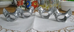 Pewter Rooster Napkin Rings ~ Set of 4 ~ - Picture 1 of 6