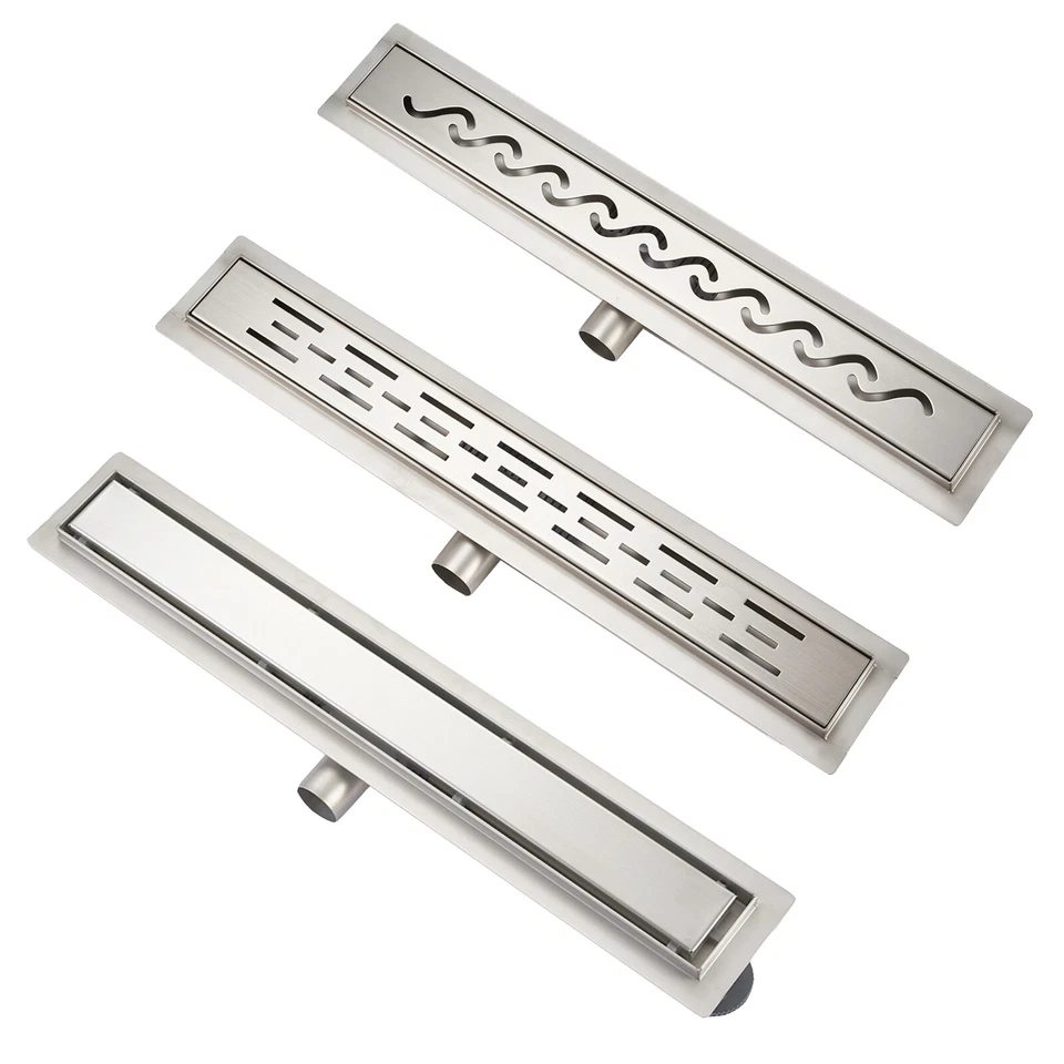 LINEAR SHOWER DRAIN STAINLESS STEEL WETROOM BATHROOM CHANNEL GULLY TRAP WASTE - Image 1 of 4
