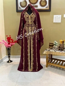 Sale New Moroccan Dubai African Kaftan Cristal Glass Stone Kaftan wedding Dress - Picture 1 of 7