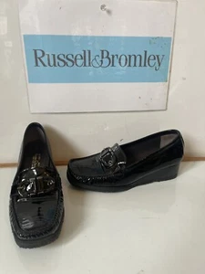 Russell & Bromley Black Leather Wedges Shoes Size UK 6 EU 39 - Picture 1 of 11