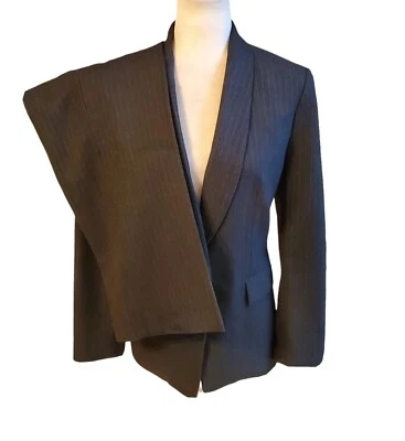 Traje de mujer Evan Picone 2 piezas negro a rayas poliéster rayón talla 8 Foto 1 de 4