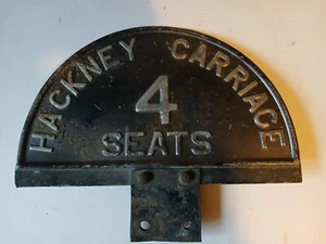 Hackney Carriage 4 plazas placa metálica. Placa Hackney Carriace vintage. - Imagen 1 de 2