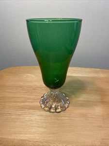 Vintage Anchor Hocking Single Cocktail/Parfait Glass Emerald Green Clear Footed - Picture 1 of 7