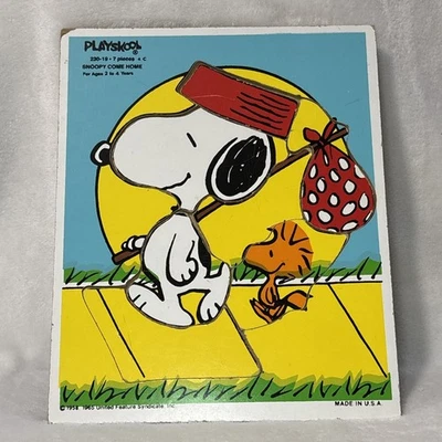 Rompecabezas de madera Snoopy Come Home With Woodstock 1966 Playskool 7 piezas Foto 1 de 4