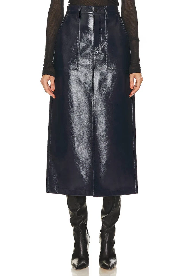 Pistola Alice Utility Midi Skirt in Navy Vinyl Size 29 Foto 1 de 4