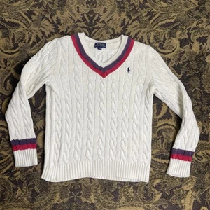 Polo Ralph Lauren Sweater Kids Size M (10-12) Cream Cricket Sweater Cable Knit - Picture 1 of 9