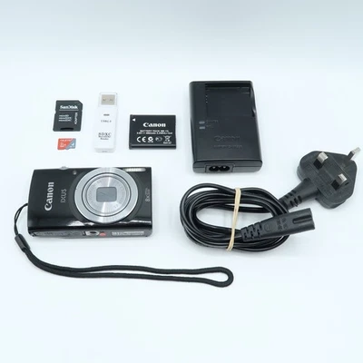 Canon IXUS 145 16MP 8X Zoom Compact Digital Camera Black Tested Full Kit - Image 1 of 4