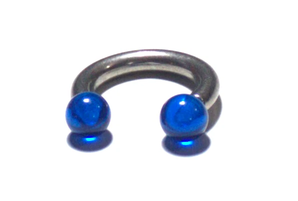 1 -8g 1/2 UV Blue Horseshoes 6mm Ball Septum Ear Nose ring Surgical Steel 316L - Image 1 of 1
