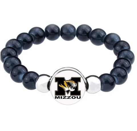 Mizzou Missouri Tigers Womens Mens Black Bead Chain Bracelet Gift D1 Cover