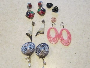 SET 5 VINTAGE/RETRO RUND/OVAL,ROSA,SCHWARZ,PERLE BLUME SILBER/GOLDFARBEN HANDARBEIT - Bild 1 von 3