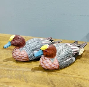 Vintage Hand Painted Blue Bill Duck Decoys Pair - unweighted 11" x 3" - Picture 1 of 5