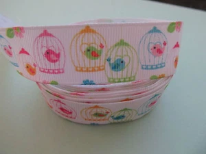 Grosgrain Bird in Cage Ribbon 7/8" 22mm - Picture 1 of 1
