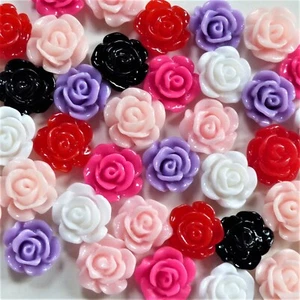 3D Nail Art Flowers "Roses" Pinks White Black Red Fimo Clay Embellishments Craft - Picture 1 of 25