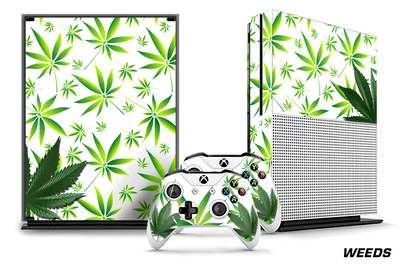 Designer Skin for XBOX ONE S 1S Gaming Console+2 Controller Sticker Decal WEEDS - Image 1 of 2