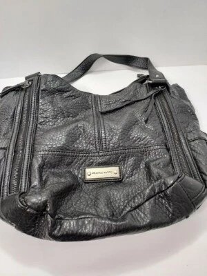 Bolso de Hombro FRANCO SARTO Cuero Guijarro Suave Negro Cremallera Superior Bolsillos Internos Foto 1 de 4