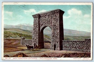 1909 Arch Northern Entrance Yellowstone Park Wyoming WY Haynes Photo Postcard - Picture 1 of 2