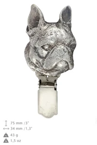 Boston Terrier clipring Anzahl Halter, Silber bedeckt, Art Dog, AT - Bild 1 von 8