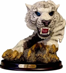 RARE VINTAGE SIBERIAN TIGER ART STATUE BLUE EYES REVERIE COLLECTION 10” - Picture 1 of 7