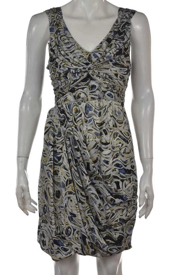 Платье Cathrine Malandrino размер 2 синее белое оболочка шелк выше колена повседневное - Изображение 1 из 4