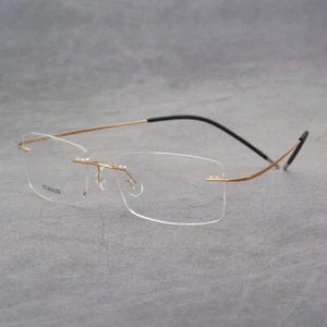 Ultraleichtes randloses Brillengestell Reintitan Retro ohne Schraube Brillengestell - Bild 1 von 24
