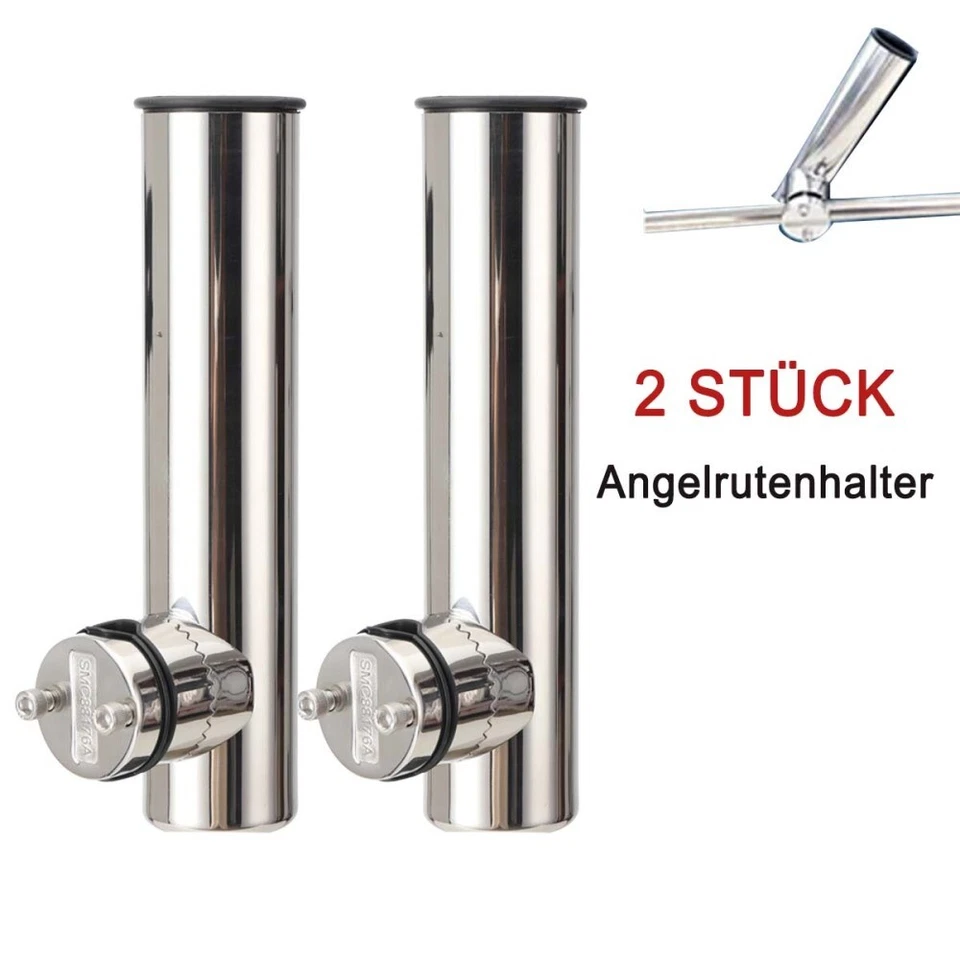 2 Stück 316 Edelstahl Bootsrutenhalter Angelrutenhalter Boot Für 19-25mm Reling - Bild 1 von 4