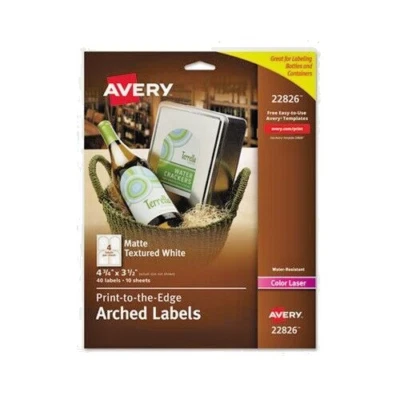 Avery Textured Arched Print-to-the-Edge Labels Laser Printers 4.75 x 3.5 White - Image 1 of 4