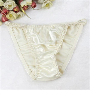 2 Pairs Women 100% Silk Bowknot Deco Underpant Hipster Bikinis G-string Knickers - Picture 1 of 34