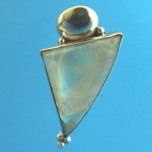 P262D Sterling Silver Rounded Moonstone Pendant Slider 1.6" Solid 925 New - Picture 1 of 4