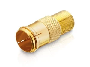 Adapter mit F-Quick-Stecker auf F-Buchse vergoldet gold - Bild 1 von 2