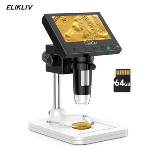 Elikliv Mikroskop für Kinder/Erwachsene,64G Mikroskop Digital 4,3 Zoll Bildschir - Bild 1 von 8