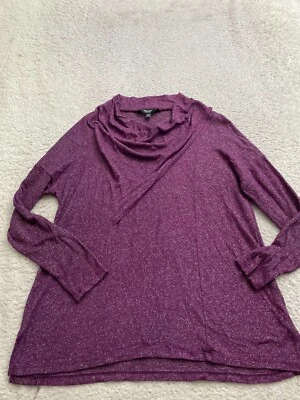 Simply Vera Vera Wang Women Long Sleeve Turtleneck Blouse Purple Petites PM - Image 1 of 4