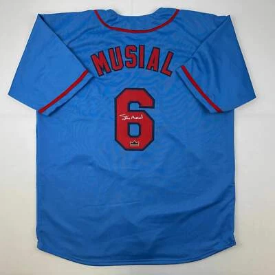 Facsimile Autographed Stan Musial St. Louis Blue Reprint Auto Jersey Men's XL - Image 1 of 4